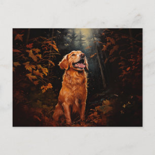 Carte Postale Golden Retriever la nuit