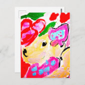 Carte Postale Golden retriever mignon arc (Devant / Derrière)