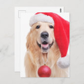 Carte Postale Golden Retriever Père Noël (Devant / Derrière)