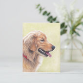 Carte postale Golden Retriever Profile Chien Art (Debout devant)