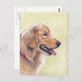 Carte postale Golden Retriever Profile Chien Art (Devant / Derrière)