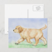 Carte postale Golden Retriever Puppy Art (Devant / Derrière)