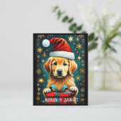 Carte Postale Golden Retriever Snowflakes Père Noël Chien Holida (Debout devant)