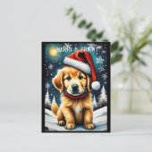 Carte Postale Golden Retriever Snowny Noël Père Noël Chien vacan (Debout devant)