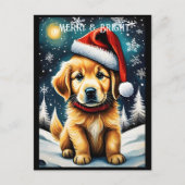 Carte Postale Golden Retriever Snowny Noël Père Noël Chien vacan (Devant)
