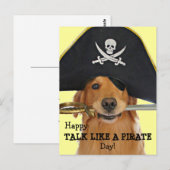 Carte Postale Golden Retriever Talk like Pirate Day (Devant / Derrière)