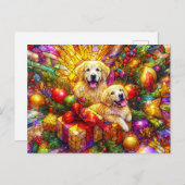 Carte Postale GOLDEN RETRIEVER'S CHRISTMAS ~ Postcard ~ (Devant / Derrière)