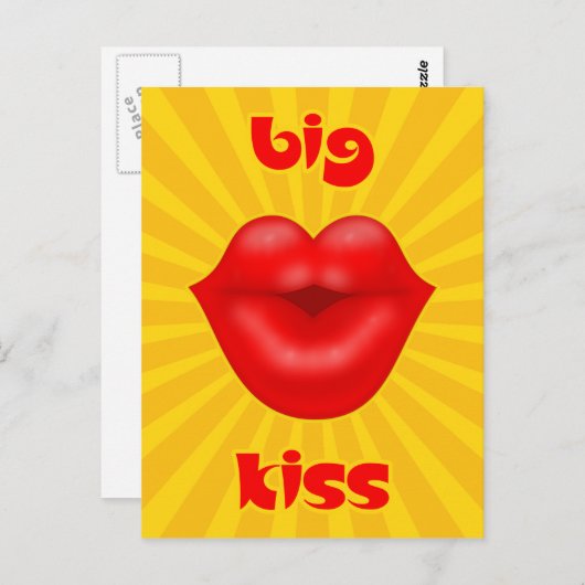 Carte Postale Golden Solar Rays Rouge lèvres grand baiser (Devant / Derrière)