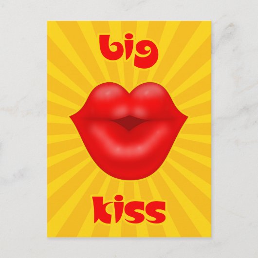 Carte Postale Golden Solar Rays Rouge lèvres grand baiser (Devant)