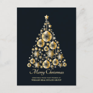 Carte Postale Golden Sparkle Christmas Stars Salutation d'entrep