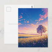 Carte Postale Golden Sunset Tree and Starry Sky (Devant / Derrière)