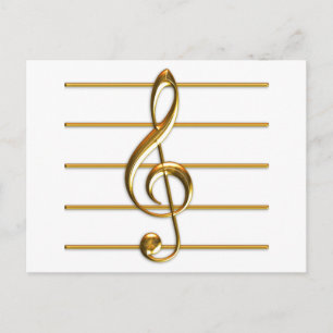 Carte Postale Golden Treble Clef