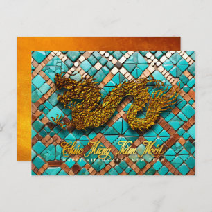 Carte Postale Golden Vietnamese Dragon Année 2024 Mosaic PostC