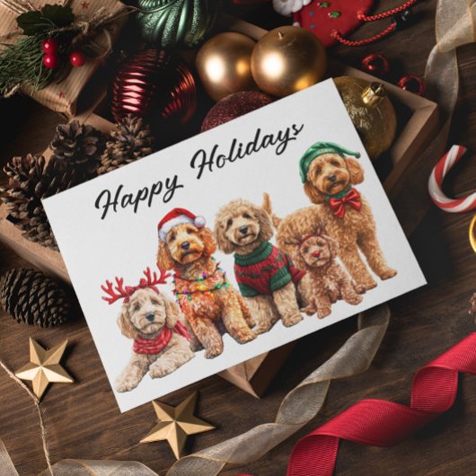 Carte Postale Goldendoodle Chien Noël