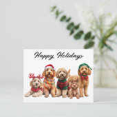 Carte Postale Goldendoodle Chien Noël (Debout devant)