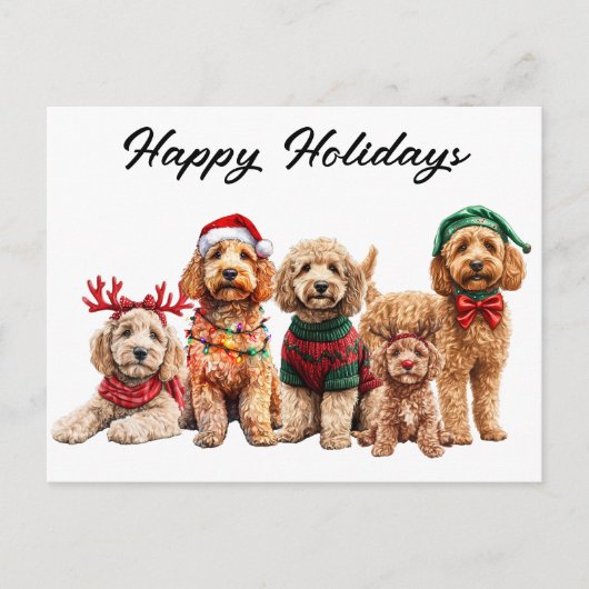 Carte Postale Goldendoodle Chien Noël (Devant)