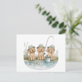 Carte Postale Goldendoodle Chiens Pêche (Debout devant)