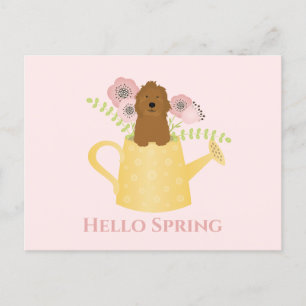 Carte Postale Goldendoodle Dans La Poubelle D'Arrosage