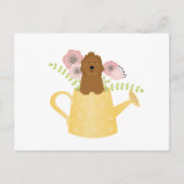 Carte Postale Goldendoodle Dans L'Arrosage Can Jaune (Devant)