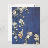 Carte Postale Goldfinch and Cherry Tree, vers 1834 par Katsushik (Devant / Derrière)