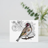 Carte Postale Goldfinch et rose (Debout devant)