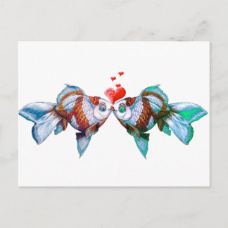 Carte Postale Goldfish Kiss