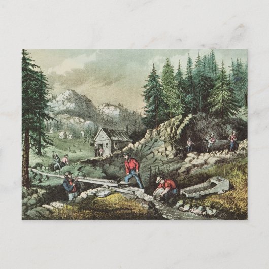 Carte Postale Goldmining en Californie, 1871 (Devant)