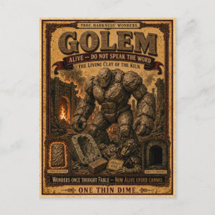 Carte Postale Golem, Monstre de Cirque Vintage