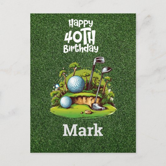 Carte Postale Golf 40e anniversaire  Golfeur Années d'être génia (Devant)