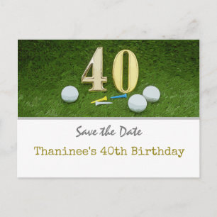 Carte Postale Golf 40th Birthday Enregistrer la date pour la par