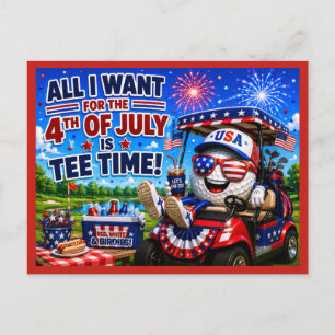 Carte Postale Golf 4 juillet Jour de l'Indépendance