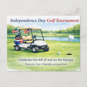 Carte Postale Golf 4 juillet Jour de l'Indépendance chariot de g