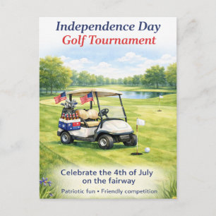 Carte Postale Golf 4 juillet Jour de l'Indépendance chariot de g