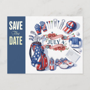 Carte Postale GOLF 4 juillet réservez la date pour le golfeur