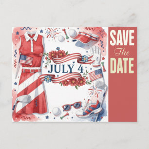 Carte Postale GOLF 4 juillet réservez la date pour le golfeur