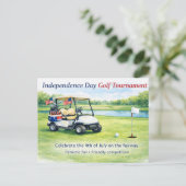 Carte Postale Golf 4th July Independence Day golf cart on course (Debout devant)
