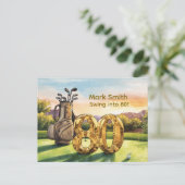 Carte Postale Golf 80th Birthday with Golf Cart on Putting Green (Debout devant)