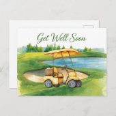 Carte Postale Golf Allez-vous bien bientôt avec Golf Cart en ver (Devant / Derrière)
