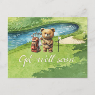 Carte Postale Golf Allez-y bientôt avec golfeur en vert