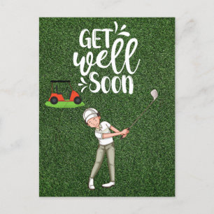 Carte Postale Golf Allez-y bientôt avec golfeur golf sur green 