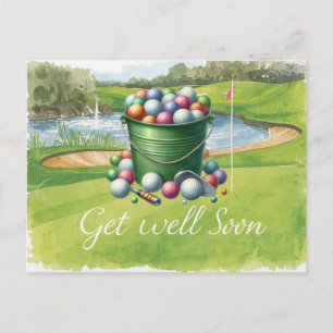 Carte Postale Golf Allez-y bientôt avec l'arrière - plan de golf