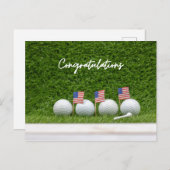 Carte Postale Golf avec drapeau américain Félicitations  (Devant / Derrière)