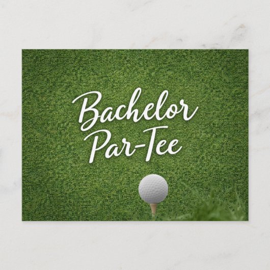 Carte Postale Golf Bachelor sur fond de gazon vert (Devant)