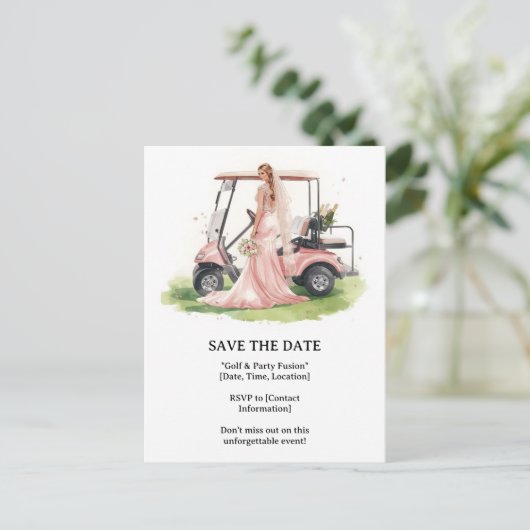 Carte Postale Golf  Bachelorette woman golfer is golfing  (Debout devant)