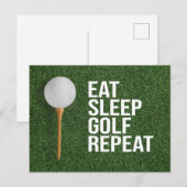 Carte Postale Golf Ball Dormir Golf répéter sur l'herbe verte (Devant / Derrière)