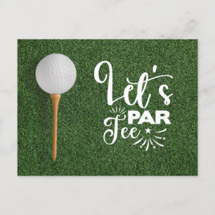 Carte Postale Golf Ball Let's Par Tee sur herbe verte