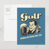 Carte Postale Golf : Boire et conduire depuis 1642 (Devant / Derrière)