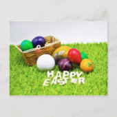 Carte Postale Golf Bonne Pâques avec balle de golf et oeufs colo (Devant)