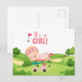 Carte Postale Golf C'est une petite fille de golf sur une voitur (Devant / Derrière)