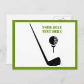Carte Postale Golf club and ball black, green custom (Devant / Derrière)